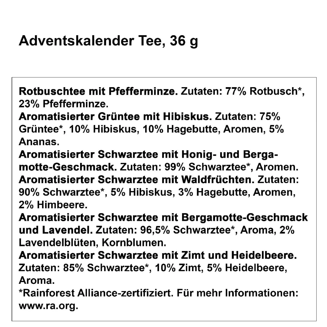 Adventskalender Tee, 36 G