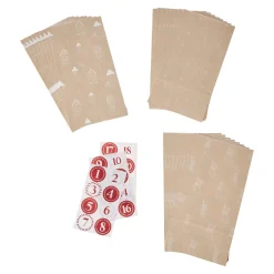 Adventskalender-Set, Tüten/Sticker, Haus/creme