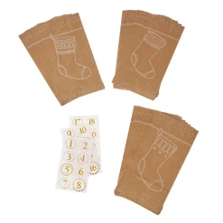 Adventskalender-Set, Tüten/Sticker, Strumpf/kraft