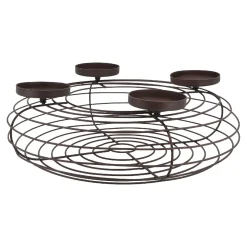 Adventskranz Rustik, Blockkerzen/braun Matt, 36 Cm