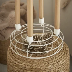 Adventskranz Rustik, Stabkerzen/weiß Matt, 25 Cm