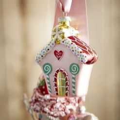 Anhänger Fancy, Bunt, Haus/rosa, 10 Cm