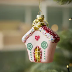 Anhänger Fancy, Bunt, Haus/rosa, 10 Cm