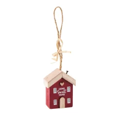Anhänger Haus Mit Spruch, Rot, 6 Cm