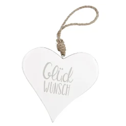 Anhänger Herz, Glückwunsch/weiß, 14.5 Cm
