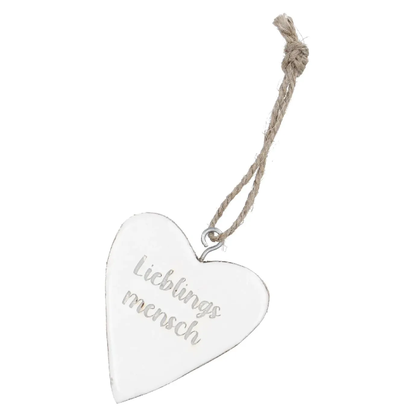 Anhänger Herz, Lieblingsmensch/weiß, 7.5 Cm