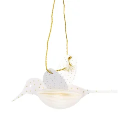 Anhänger Vogel, Offwhite, 12 Cm