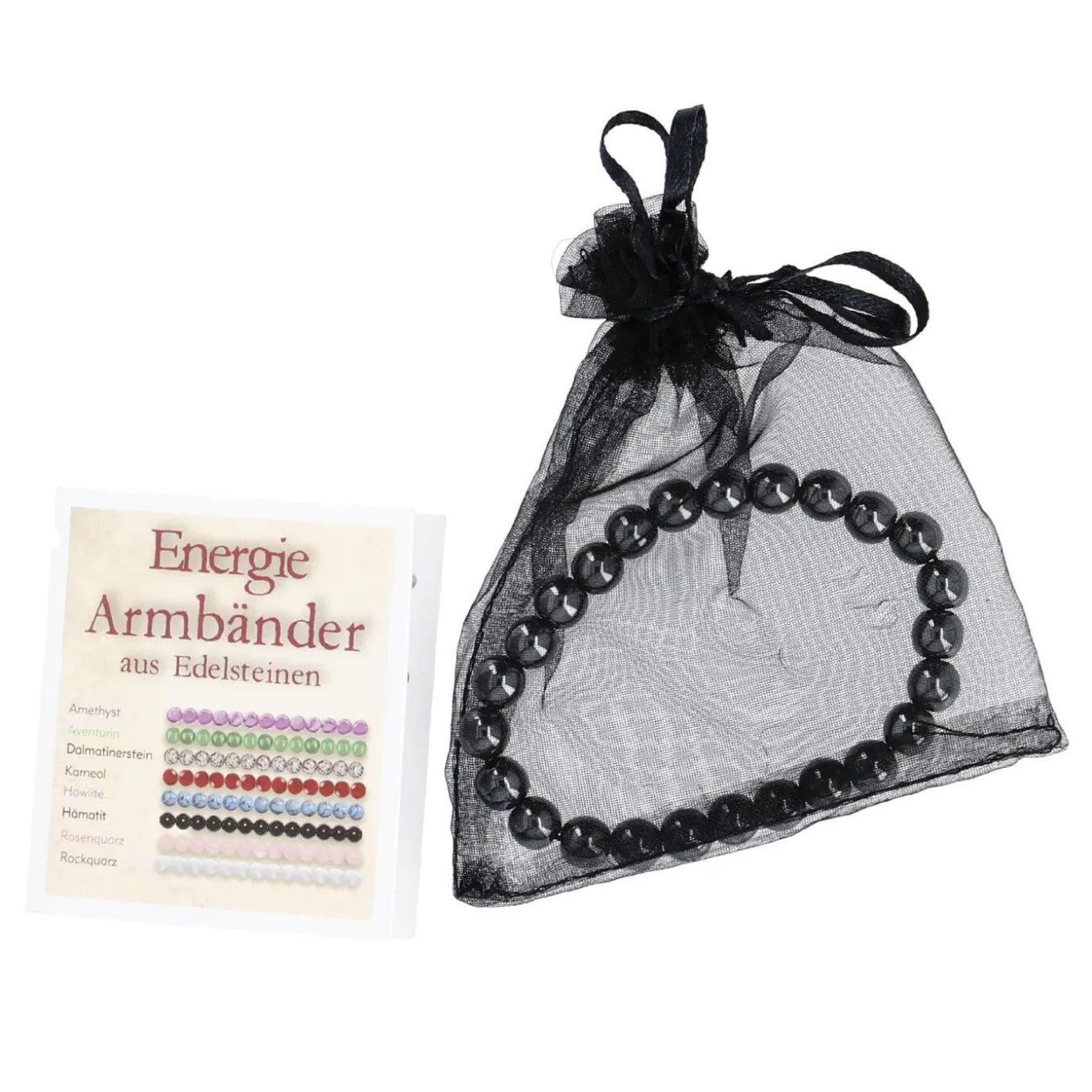 Armband Edelstein-Energie, Hämatit/schwarz