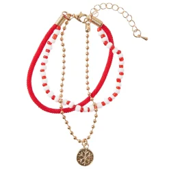 Armband Weihnachten, Schneeflocke, Rot/gold