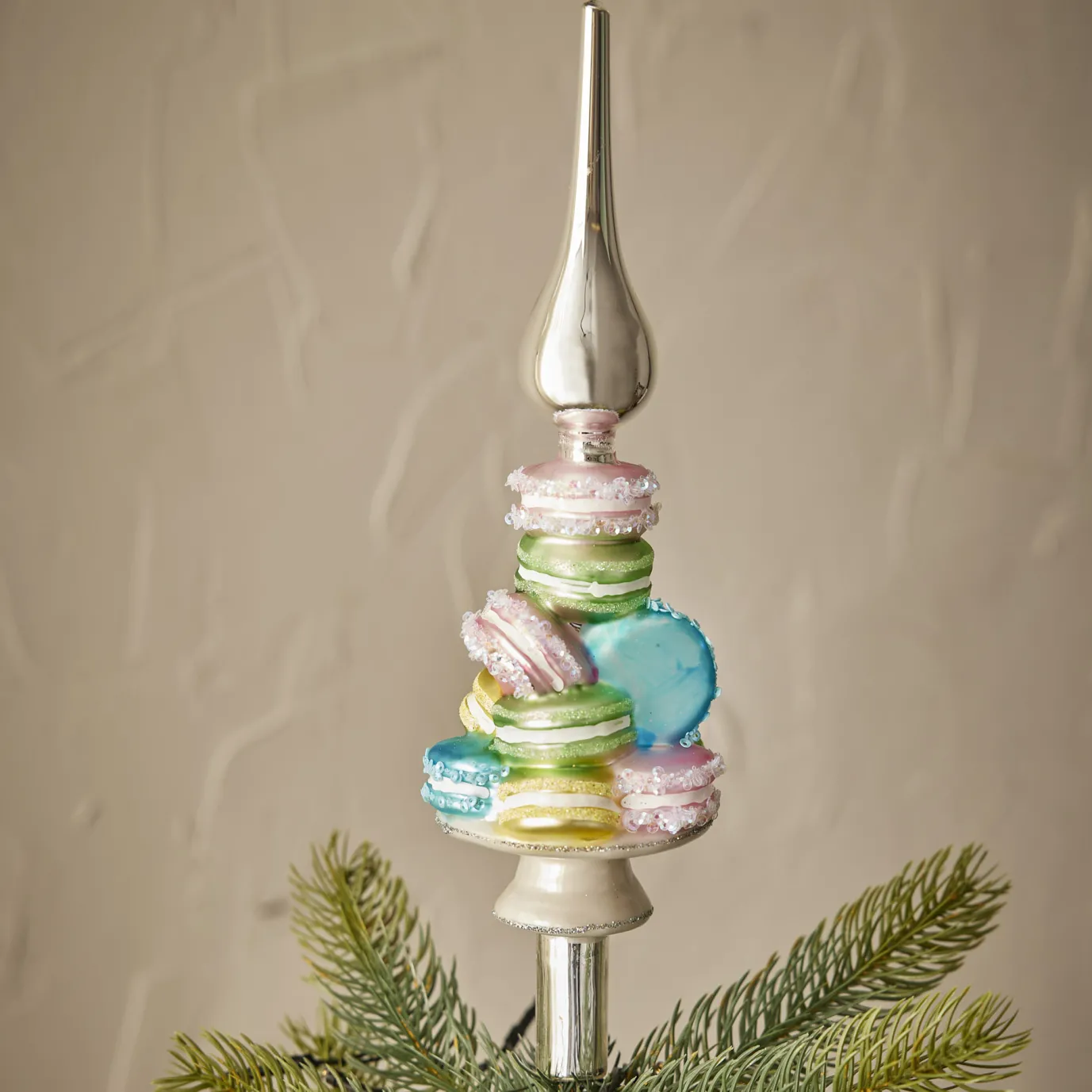 Baumspitze Fancy, Macarons/silber, 30 Cm