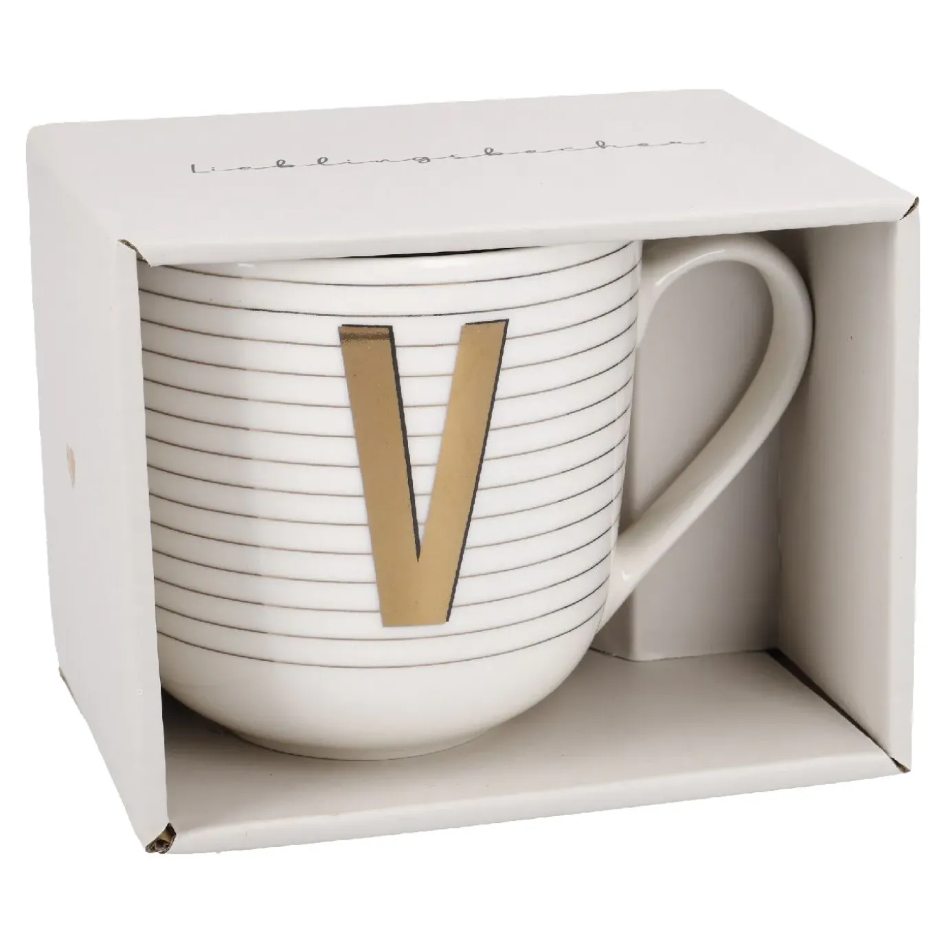 Becher Buchstabe/Streifen, V, 450 Ml