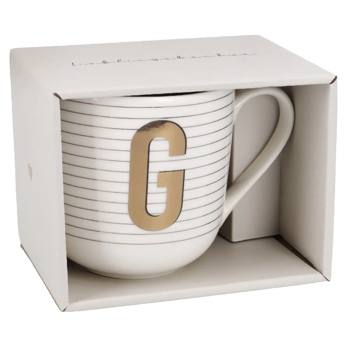 Becher Buchstabe/Streifen, G, 450 Ml