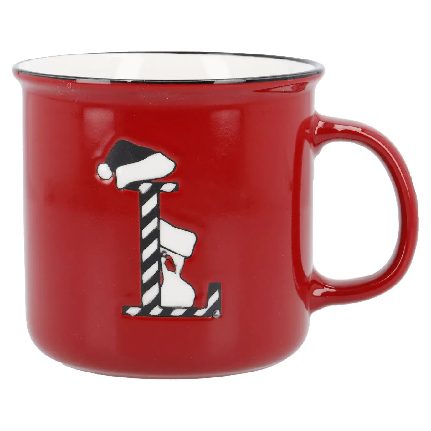 Becher Buchstabe/Weihnachten, L/Streifen, 540 Ml