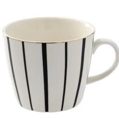 Becher China, Strahlen/breit, Schwarz/weiß, 300 Ml, Goldrand