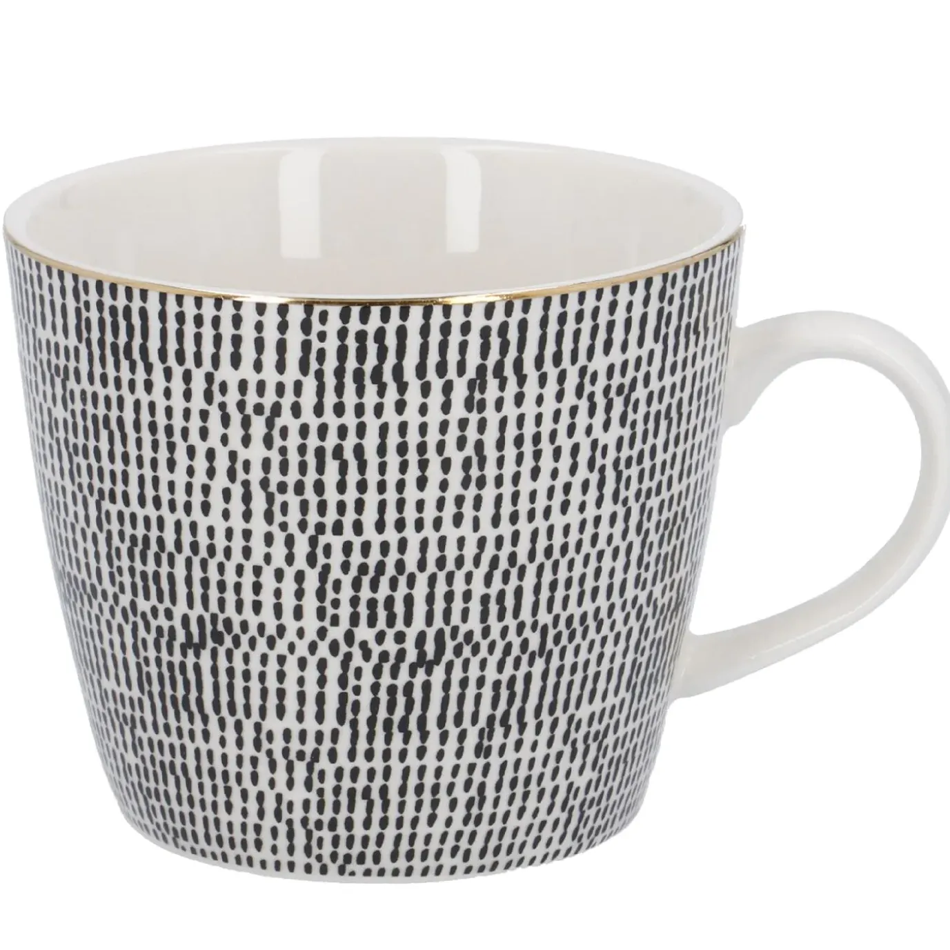 Becher China, Striche, Schwarz/weiß, 300 Ml, Goldrand