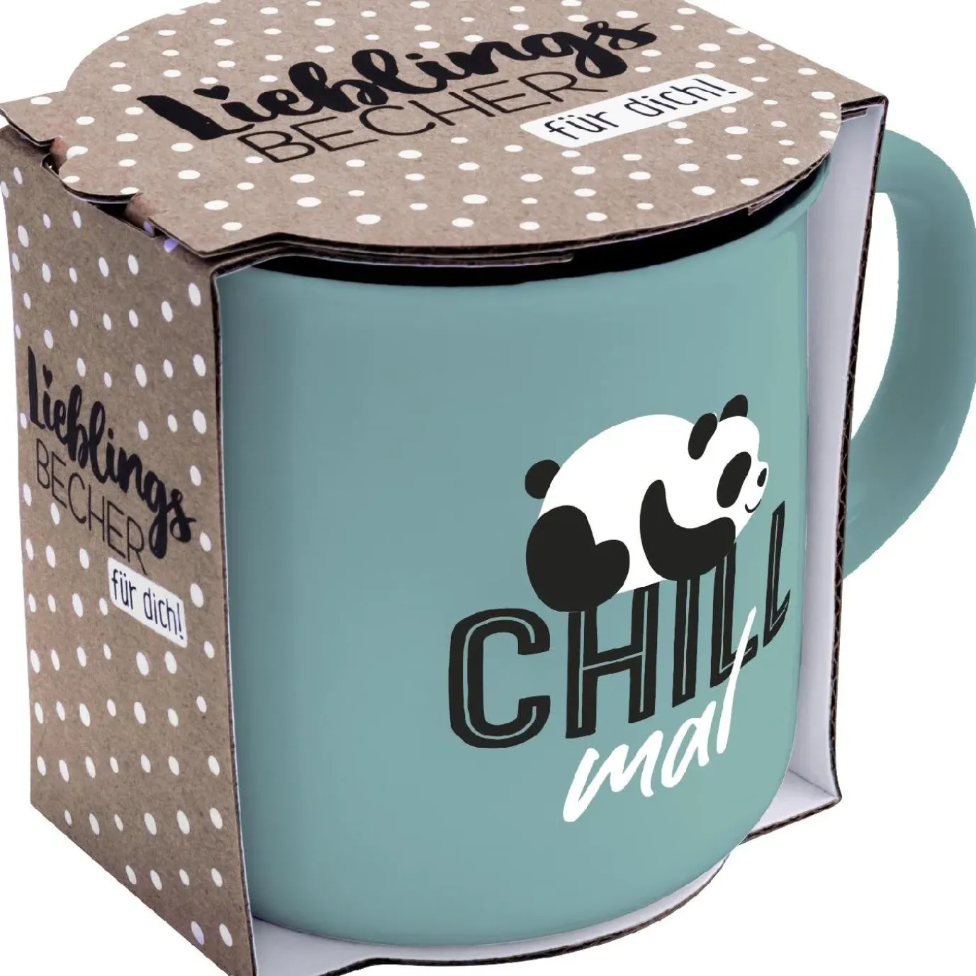 Becher Emaille-Optik, Chill Mal, 350 Ml