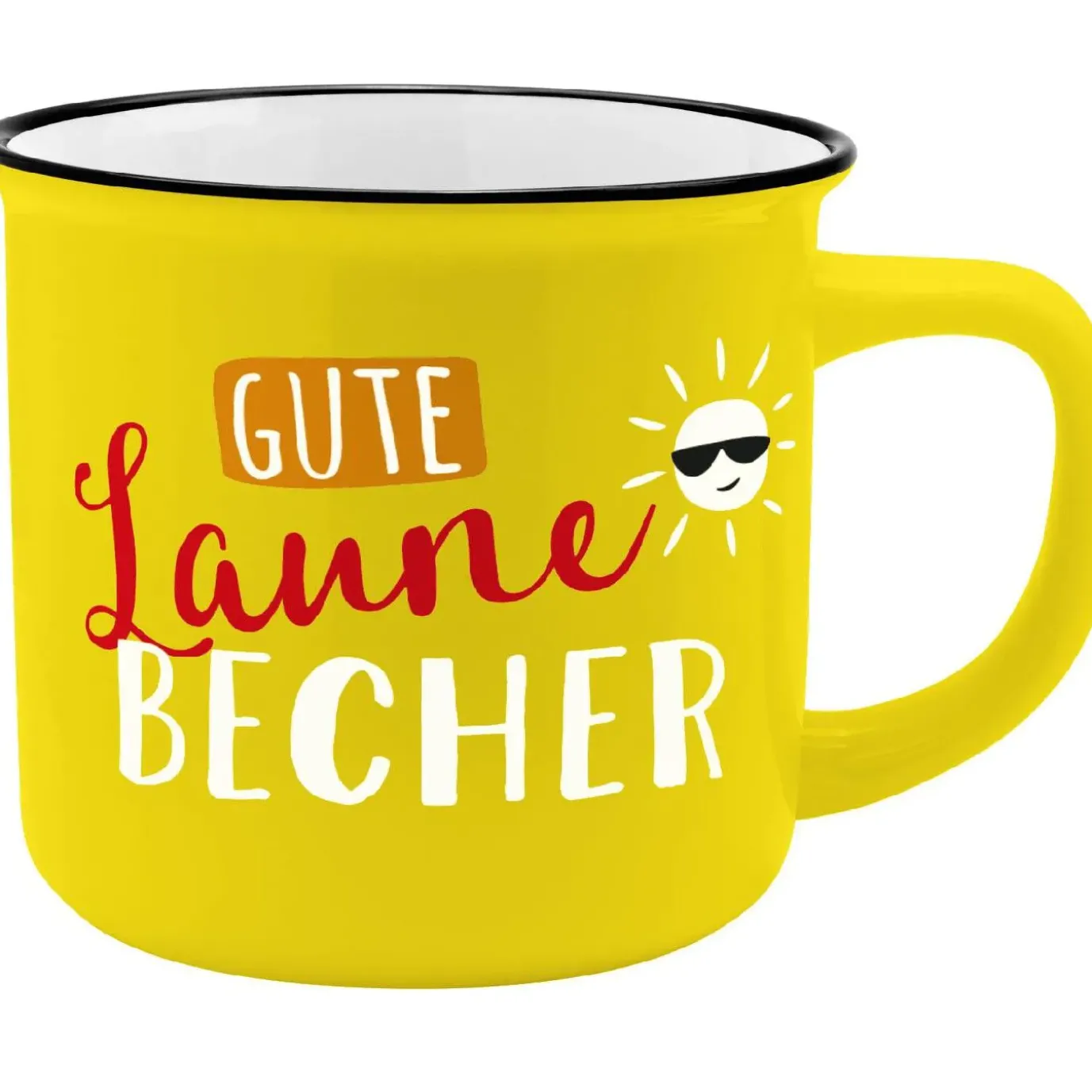 Becher Emaille-Optik, Gute Laune Becher, 350 Ml