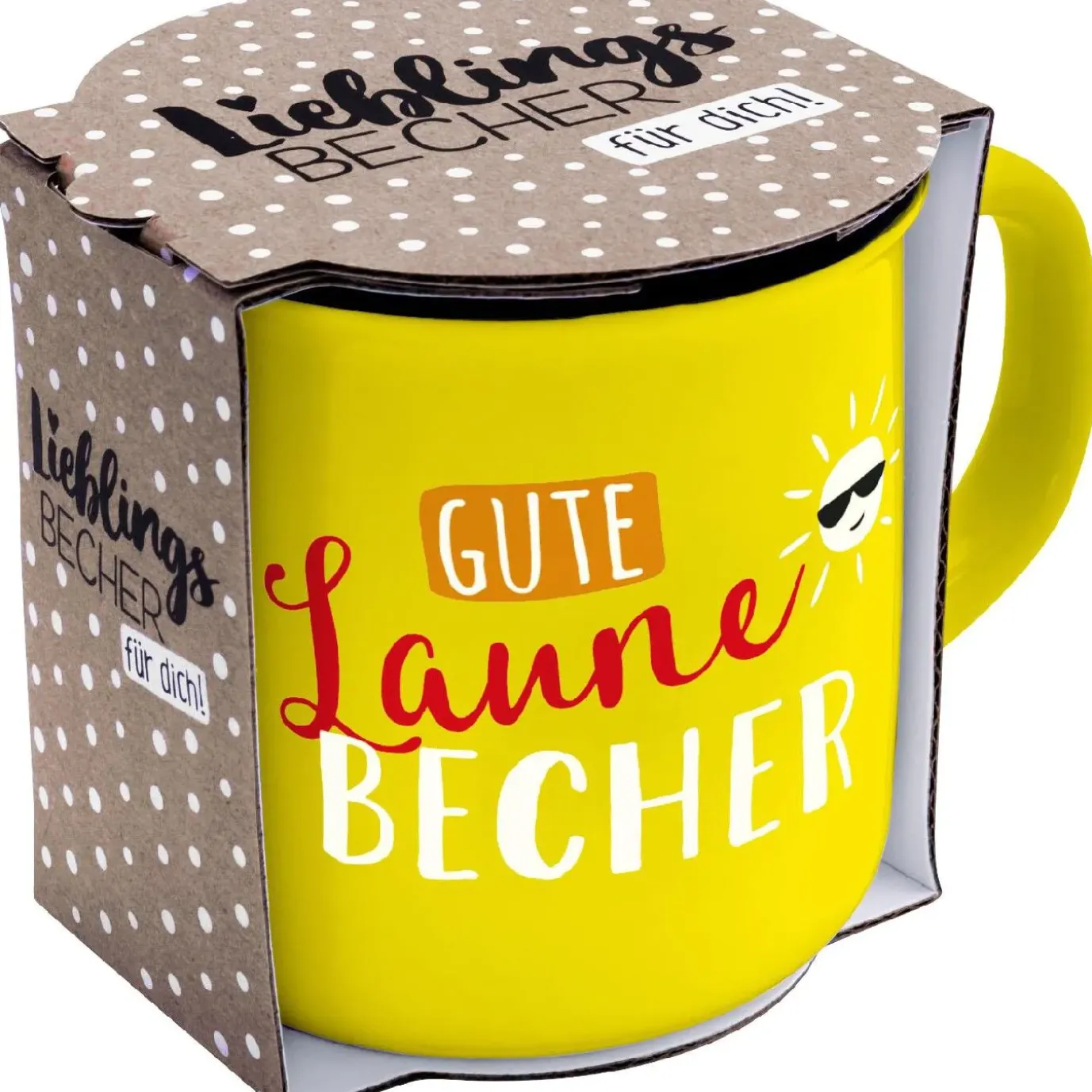 Becher Emaille-Optik, Gute Laune Becher, 350 Ml