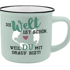 Becher Emaille-Optik, Welt, 350 Ml