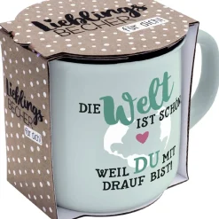 Becher Emaille-Optik, Welt, 350 Ml