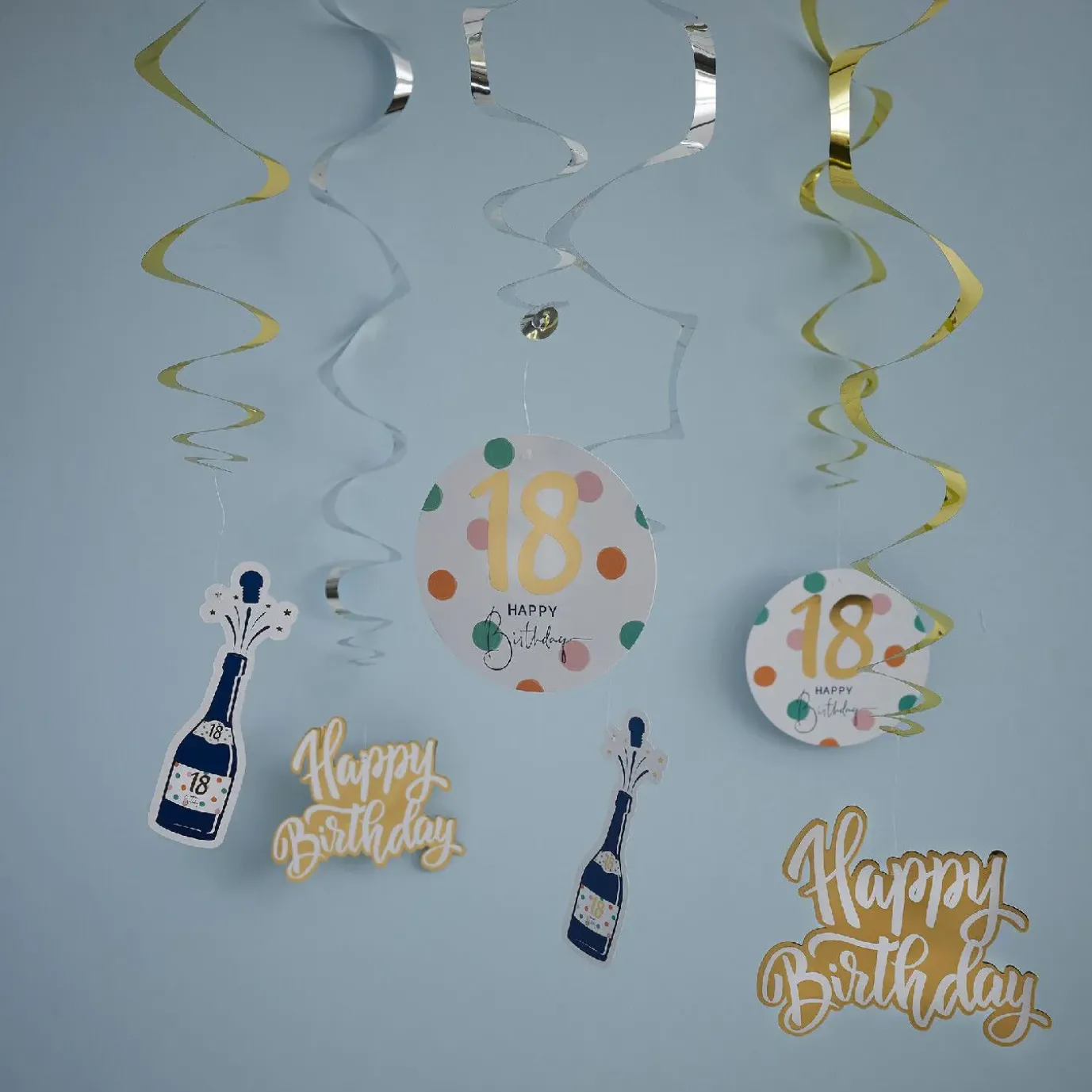 Deko-Spiralen Geburtstag, 18, 6 Stück