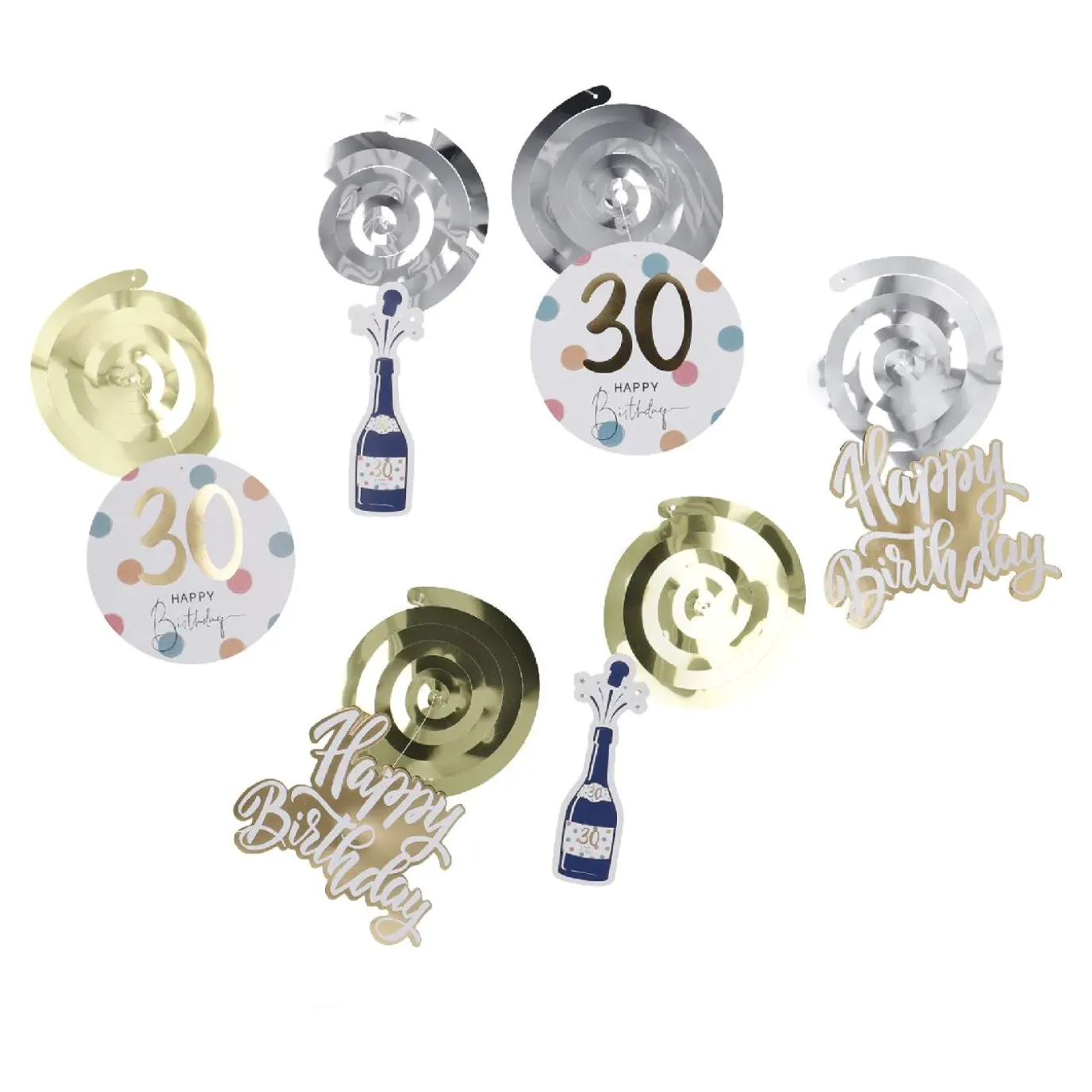 Deko-Spiralen Geburtstag, 30, 6 Stück