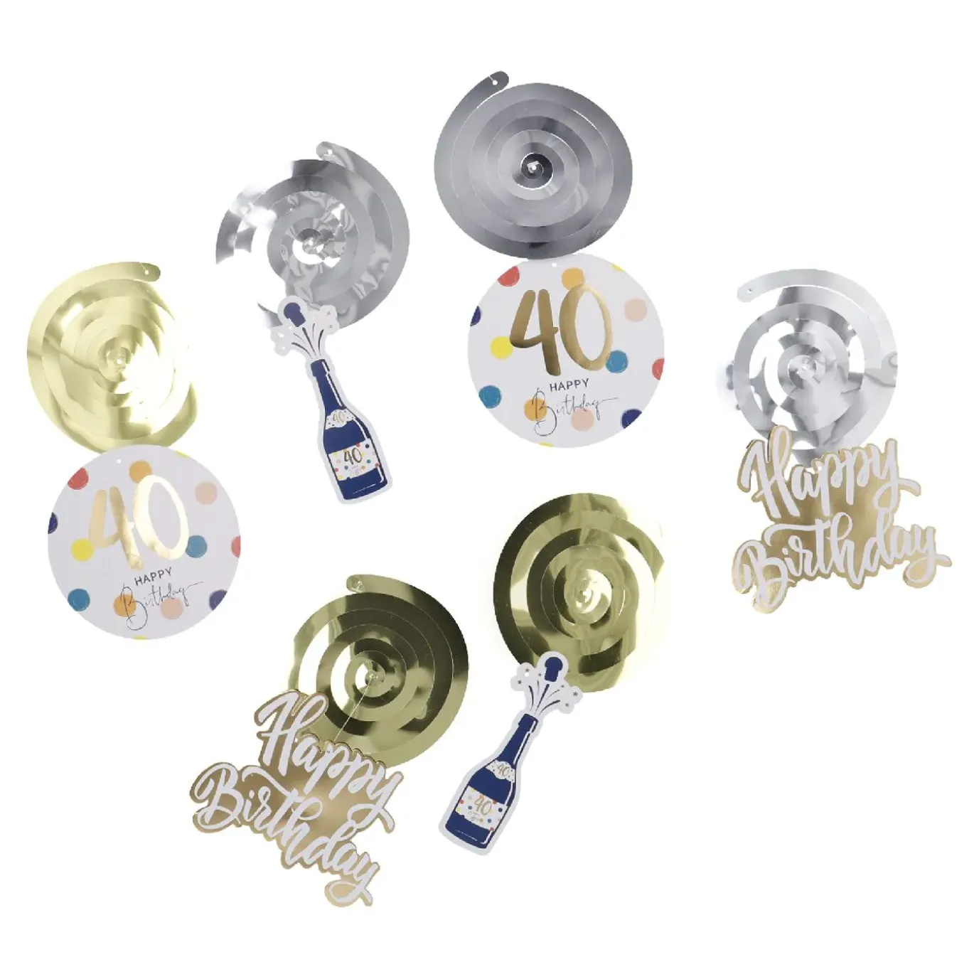 Deko-Spiralen Geburtstag, 40, 6 Stück