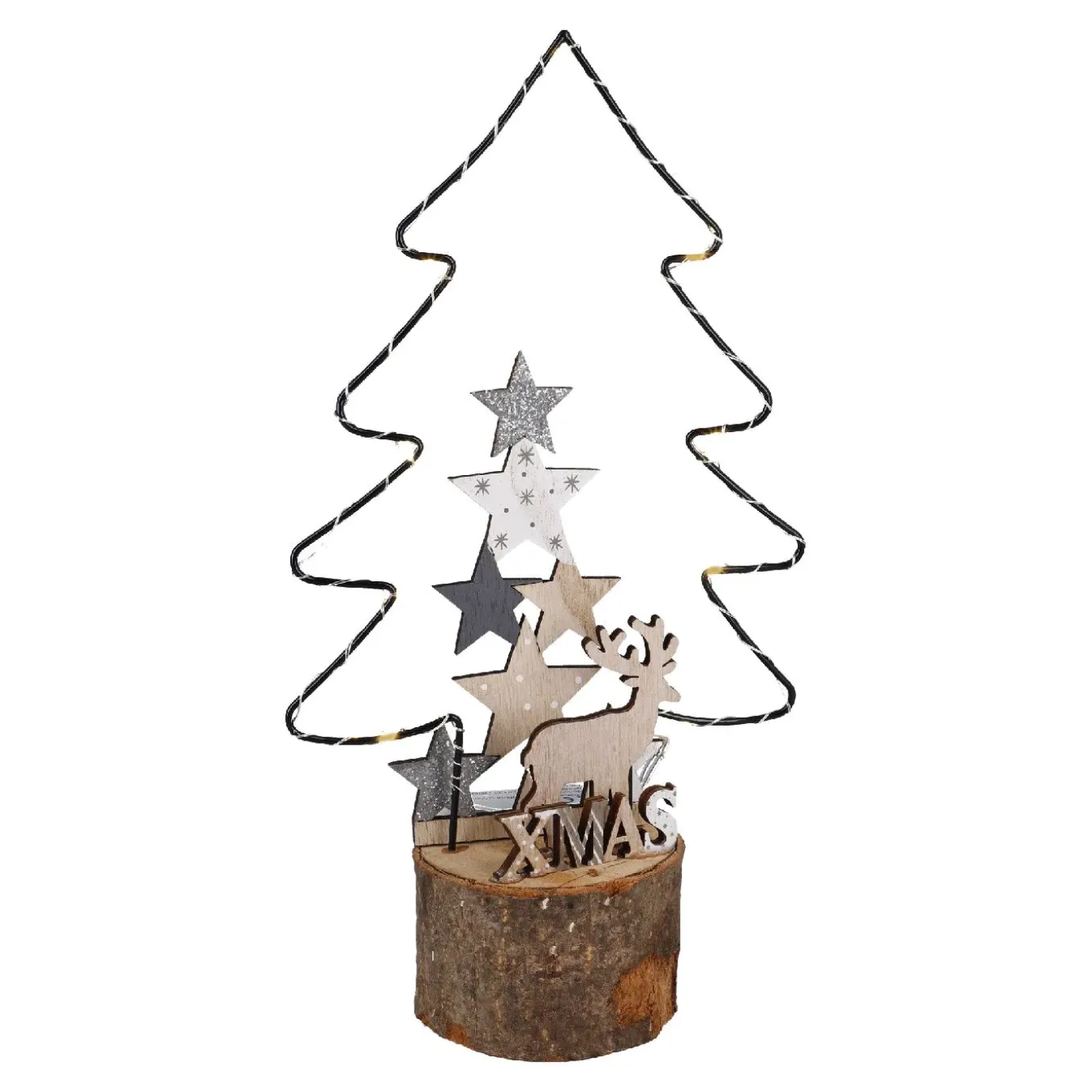 Deko-Tanne Mit Rentier/Sterne, 27 Cm