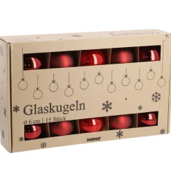 15er Glaskugeln 6 Cm, Rot