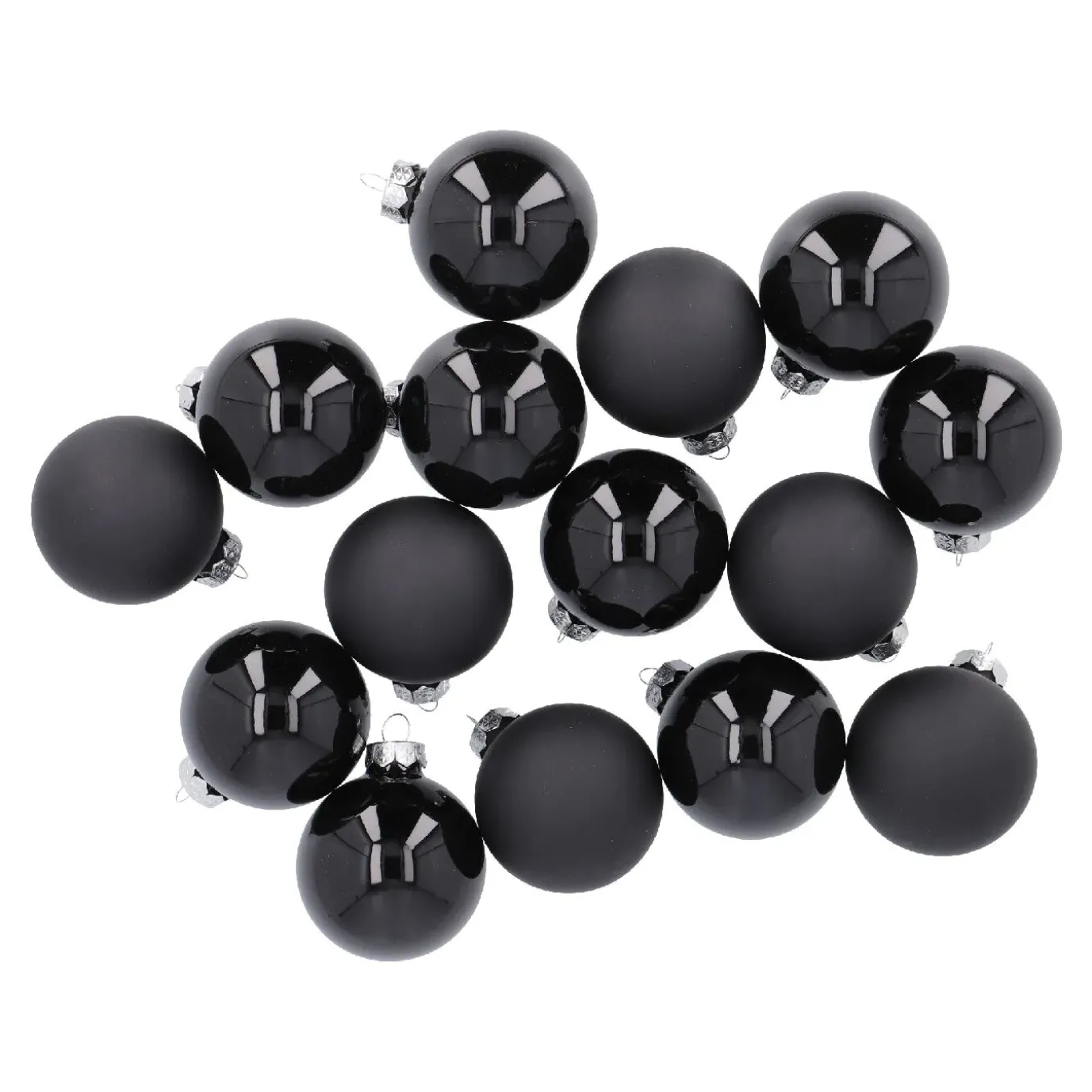 15er Glaskugeln 6 Cm, Schwarz