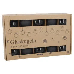 15er Glaskugeln 6 Cm, Schwarz