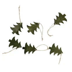 6er Set Anhänger Holz, Tanne, Grün