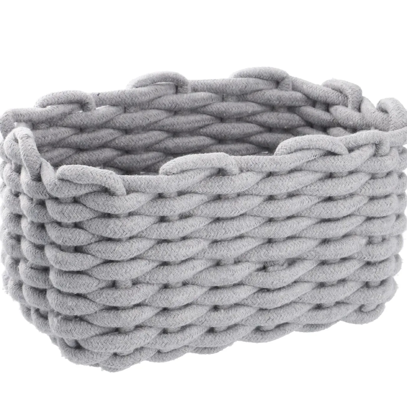 3er Set Deko-Korb Strick, Hellgrau