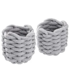 3er Set Deko-Korb Strick, Hellgrau