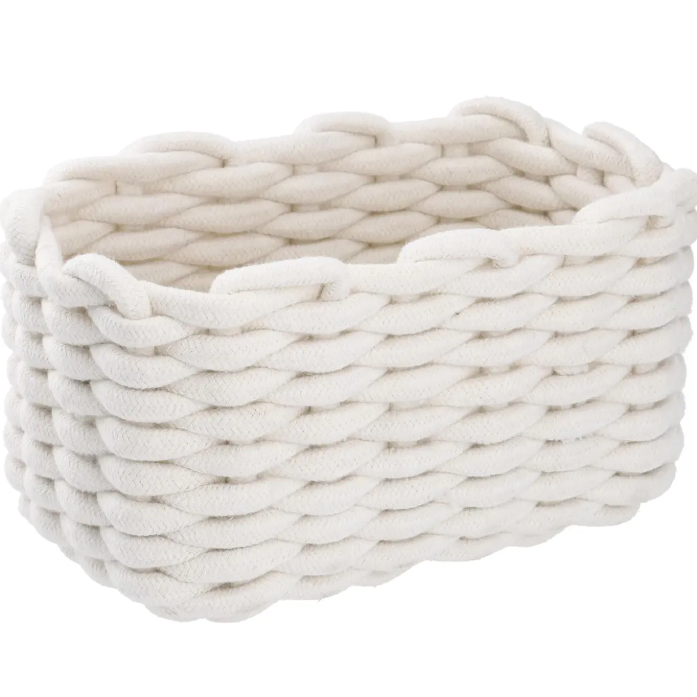 3er Set Deko-Korb Strick, Weiß