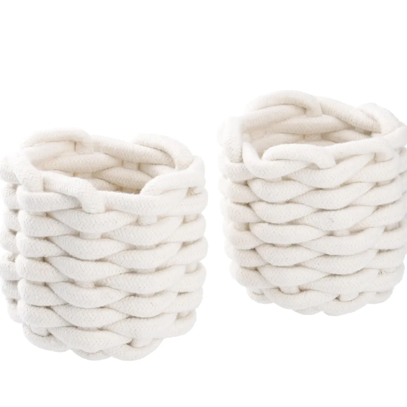 3er Set Deko-Korb Strick, Weiß