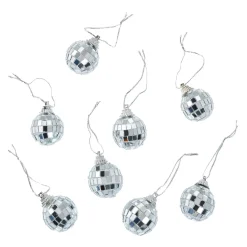 8er Set Discokugel, Silber, 3 Cm