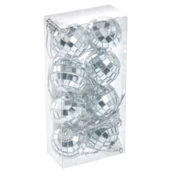 8er Set Discokugel, Silber, 3 Cm