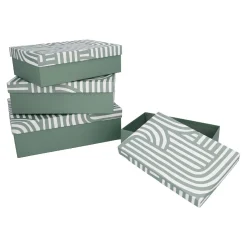 4er Set Geschenkkarton Design, Grün/weiß