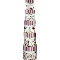 5er Set Geschenkkarton Floral/rund, Lila