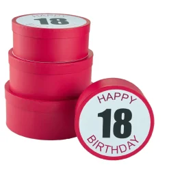 4er Set Geschenkkarton Geburtstag/18, Rund