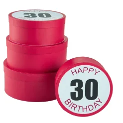 4er Set Geschenkkarton Geburtstag/30, Rund