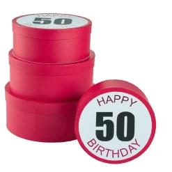 4er Set Geschenkkarton Geburtstag/50, Rund