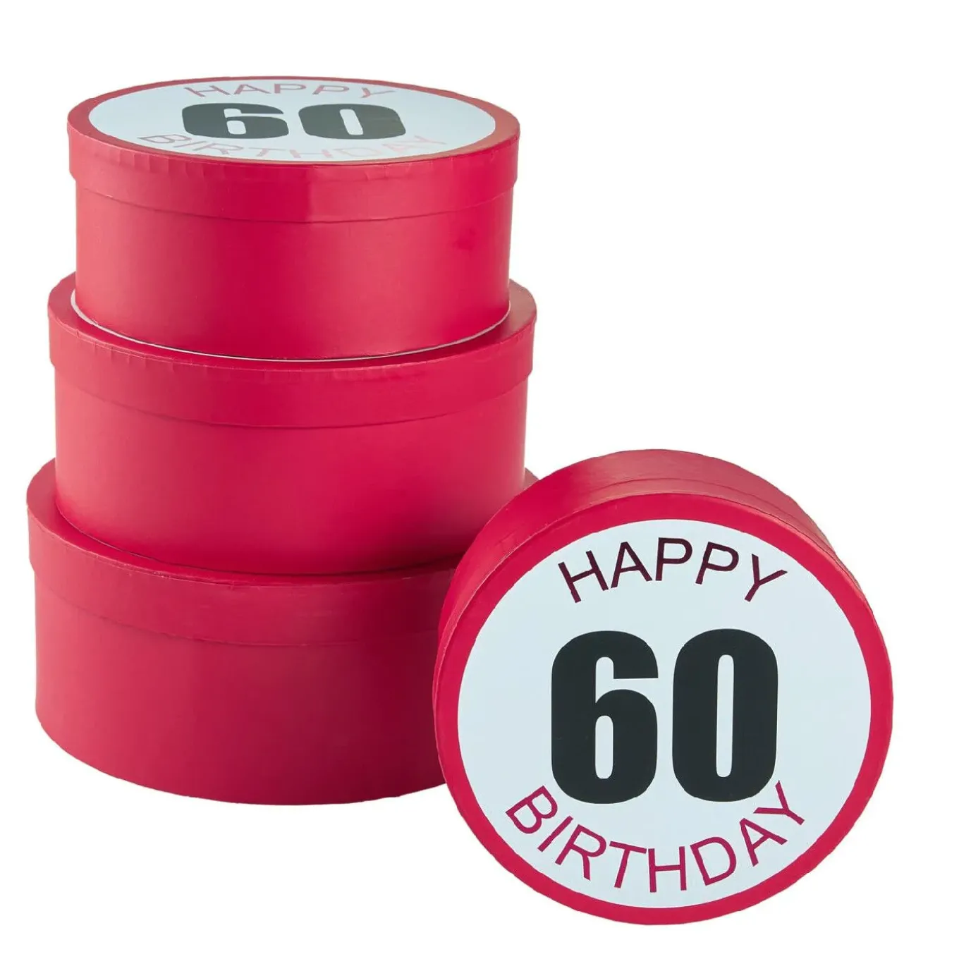 4er Set Geschenkkarton Geburtstag/60, Rund