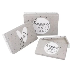 3er Set Geschenkkarton Geburtstag, Weiß/grau