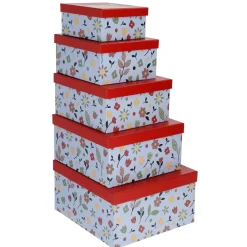 5er Set Geschenkkarton Motiv, Blau