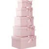 5er Set Geschenkkarton Schleife, Altrosa