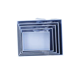 5er Set Geschenkkarton Schleife, Rauchblau