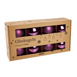 8er Set Glaskugeln 8 Cm, Lila