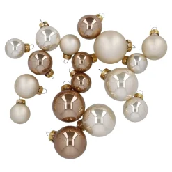 17er Set Glaskugeln Mix, Champagner